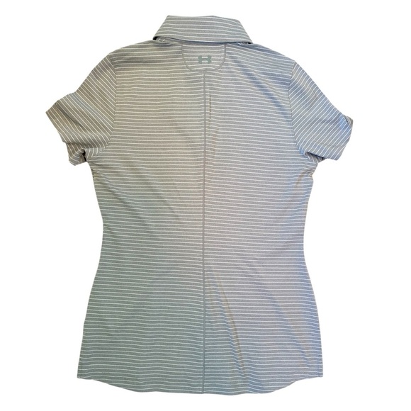 NWT Under Armour Woman’s Small Striped Short Sleeve Gray Collard Polo Shirt - Picture 3 of 10